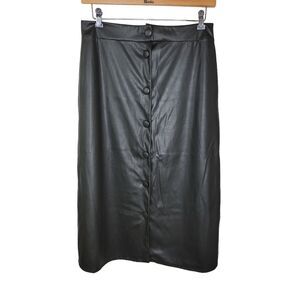 ASOS DESIGN Nwt faux leather button up midi skirt in deep khaki 10